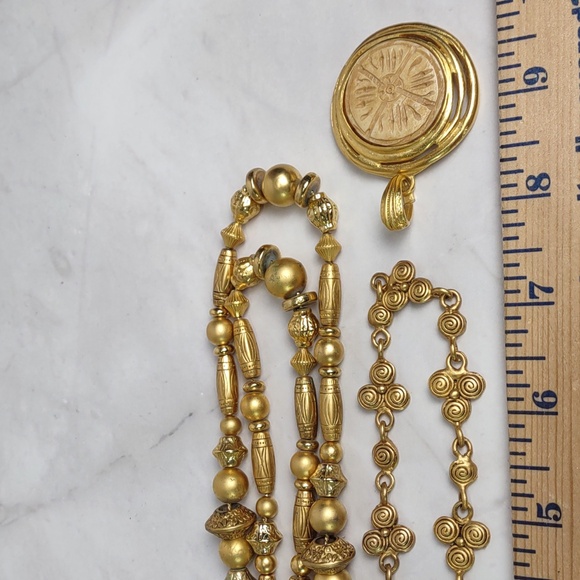 Matte Gold Necklace/Pendant Bundle 3pc Set - Picture 8 of 12